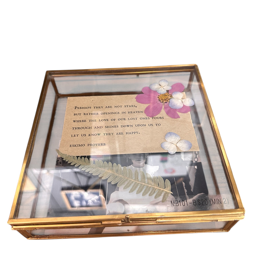 Square Glass Memory Box -Brass-7